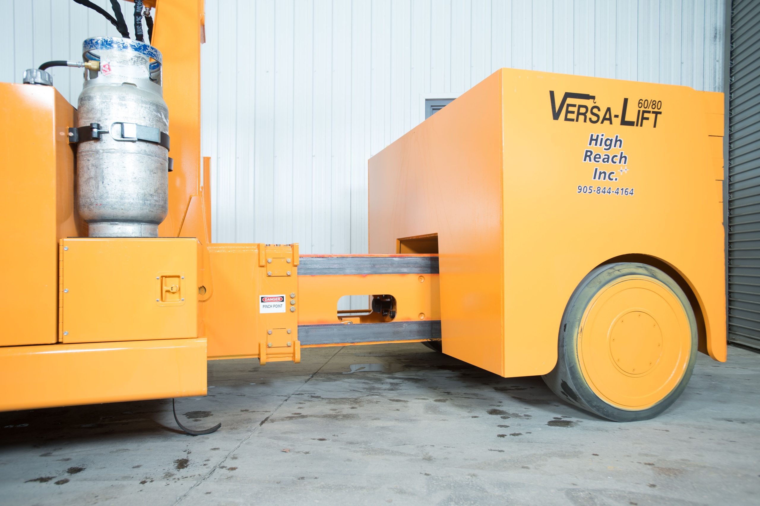 Versa-Lift 60/80 forklift extended with counterweight for plant shutdown rental